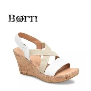New BOC Born Women’s 10 Leather Cork Wedge Sandal Quiet Luxury Comfort Resort